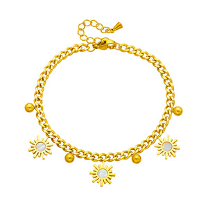 Fashion Charm Bracelet Gold Chain Flower Pendant Women's Jewelry Gift - Product Image 5