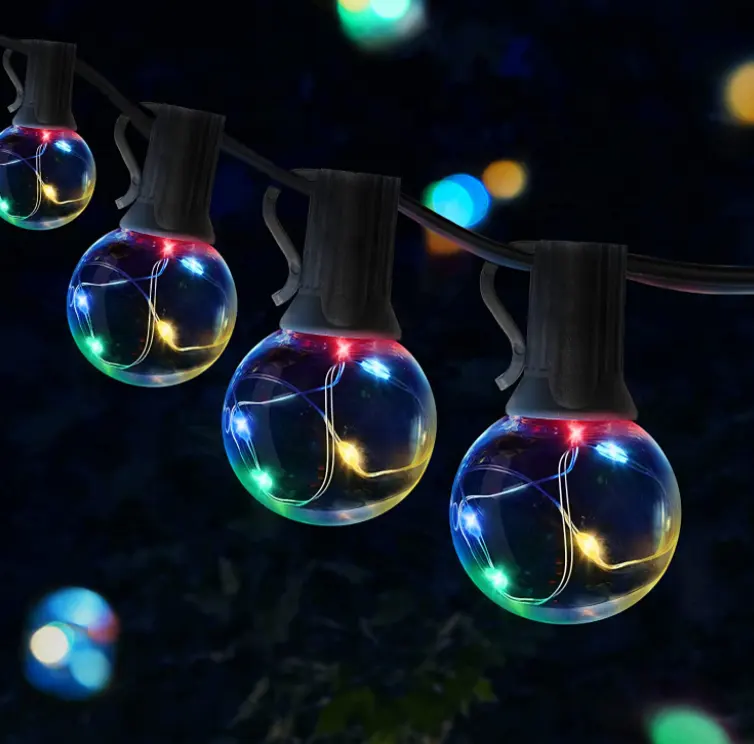 Noel su geçirmez küre dize ışıkları açık Edison ampulleri dekoratif asılı 8 aydınlatma şerit ışıklar