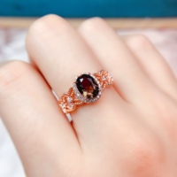 Ensemble de bagues en quartz fumé naturel très prisé avec ornements en cristal rond et en forme de goutte en argent S925