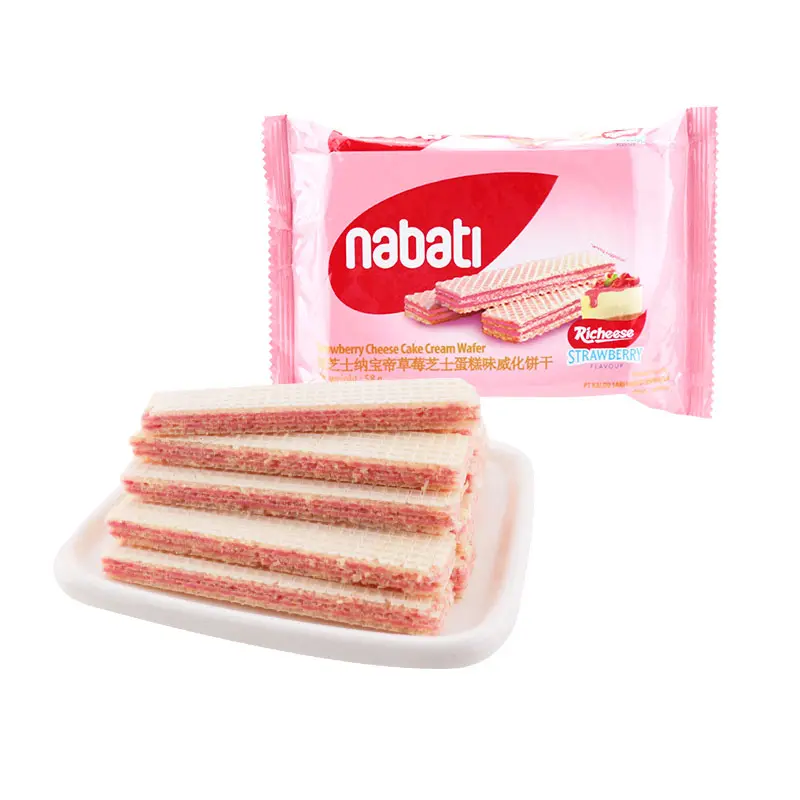 Nabati Richeese Erdbeer-Käsekuchen Knusprige Erdbeer-Schokoladencreme-Waffel Kekse Kuchen 56g