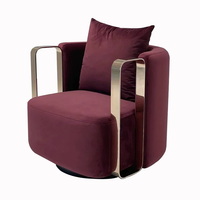 Chaise de luxe nordique pivotante en tissu de velours salon hôtel villa meubles de loisirs en bois massif