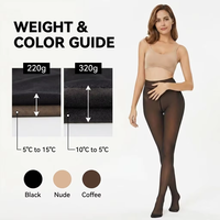 Collants thermiques translucides doublés polaire 220g-320g, leggings d'hiver épais, bas chauds semi-transparents à effet optique