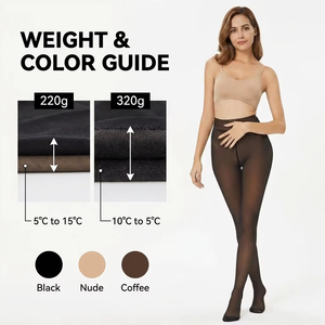 Collants thermiques translucides doublés polaire 220g-320g, leggings d'hiver épais, <span class=keywords><strong>bas</strong></span> chauds semi-transparents à effet optique - Product Image 6