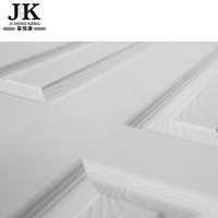 Peau de porte intérieure décorative en MDF JHK-S03, étanche, à ouverture latérale, blanche, avec dessus arqué, 2 panneaux, surface lisse, apprêt blanc