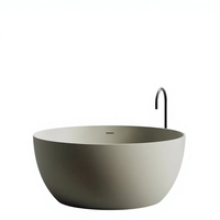 Baignoire autoportante en pierre artificielle à finition mate, forme ronde, baignoire de luxe pour la maison, l'hôtel, la villa, la salle de bain