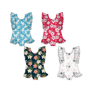 고품질 여름 해변 어린이 여자아이 프릴 수영복 핫 커스텀 꽃 리본 유아 수영복 - Product Image 6