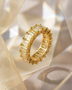 Anillo de Diamante Cultivado en Laboratorio con Corte Brillante Esmeralda Premium para Mujer, Certificado IGI, Engaste de Puntas, Oro Amarillo, Oro Blanco, Oro Rosa - Product Image 1