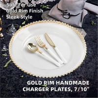 Offre Spéciale – Assiettes de Présentation Modernes et Durables en Plastique Transparent Perlé avec Bord Doré, Façonnées à la Main, Écologiques, de Luxe, 7/10 Pouces, Motif Fruits