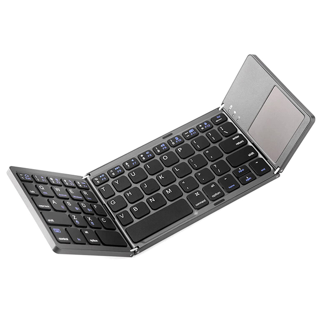 Wholesale Slim Portable Foldable Blue-tooth Keyboard Rechargeable Portable Keyboard with Touchpad  Foldable Wireless Keyboard