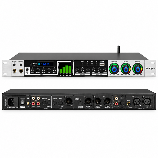 Professional Bluetooth Karaoke Audio Processor Reverb Echo Preamp with Optical Input for KTV Home Studio