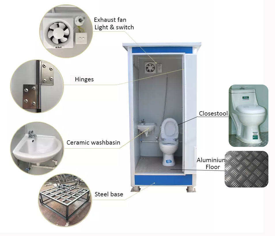 Modern Design Outdoor Prefabricated Mobile Toilet Convenient Portable Public Bathroom Constructed with Steel Sandwich Panel - Image 5