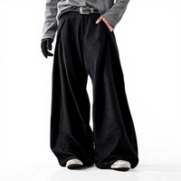Pantalon de Costume Large pour Homme de Haute Qualité, Style Urbain Vintage, Noir, Coupe Ample et Fluide, Tendance Décontractée, Vente en Gros