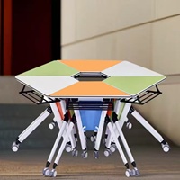 Bureau de formation pliable combiné, mobile, multifonctionnel, en forme de bande longue, mobilier de bureau moderne, table de conférence