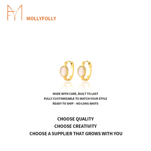 Orecchini Minimalisti ed Eleganti per Donne con Gemma Taglio Ovale in Acciaio Inossidabile Placcato <span class=keywords><strong>Oro</strong></span> 18K, Accessori di Moda di Alta Qualità - Product Image 6