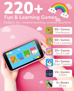 Téléphone intelligent pour enfants D2 <span class=keywords><strong>avec</strong></span> plus de 220 jeux éducatifs, écran tactile de 4 pouces, appareil <span class=keywords><strong>photo</strong></span> 5MP, contrôle parental pour les enfants de 3 à 12 ans - Product Image 3