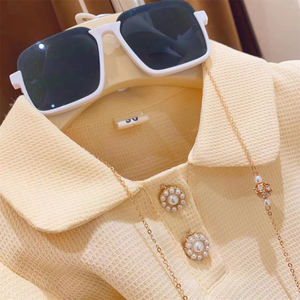 طقم تنورة صيفية جديدة للفتيات كاجوال من قماش الوافل الوردي اللطيف ملابس للفتيات الصغيرات من قطعتين - Product Image 5