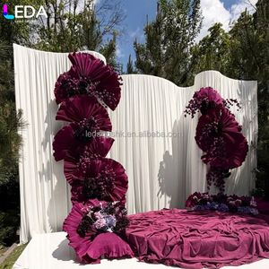 LEDA Outdoor Lawn Wedding Backdrop White Wavy Curtain Backdrop <b>Wall</b> Metal Hanging <b>Flower</b> Large Arch - Product Image 2
