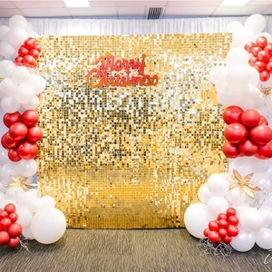 Kls ánh sáng nhà máy vàng ánh sáng lung linh vuông sequin tường Bảng điều chỉnh Backdrop cho đám cưới kỷ niệm sinh nhật quảng cáo - Product Image 5