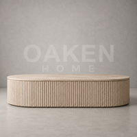 Table basse ovale moderne OAKEN pour salon, meubles de luxe haut de gamme, table basse longue en bois massif artisanal, meubles pour la maison