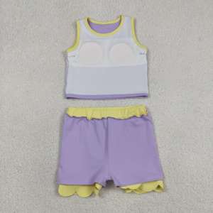RTS Athletic Wear Colorful Solid Color Little Girls' Casual Scallop Edge Skorts Skirt Shorts Lining Yoga <b>Sister</b> Clothes Outfits - Product Image 3