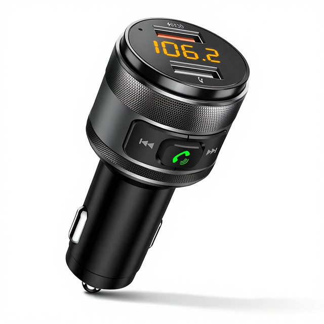 For 5.3 FM Transmitter Car Kit Hands-Free Calling 2 USB Ports Built-In Microphone Fast Charging Music Player Multi-Safety
