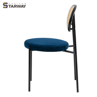 Chaises de salle à manger modernes rembourrées en rotin noir, vente en gros, sans accoudoirs, en osier DC-1680B