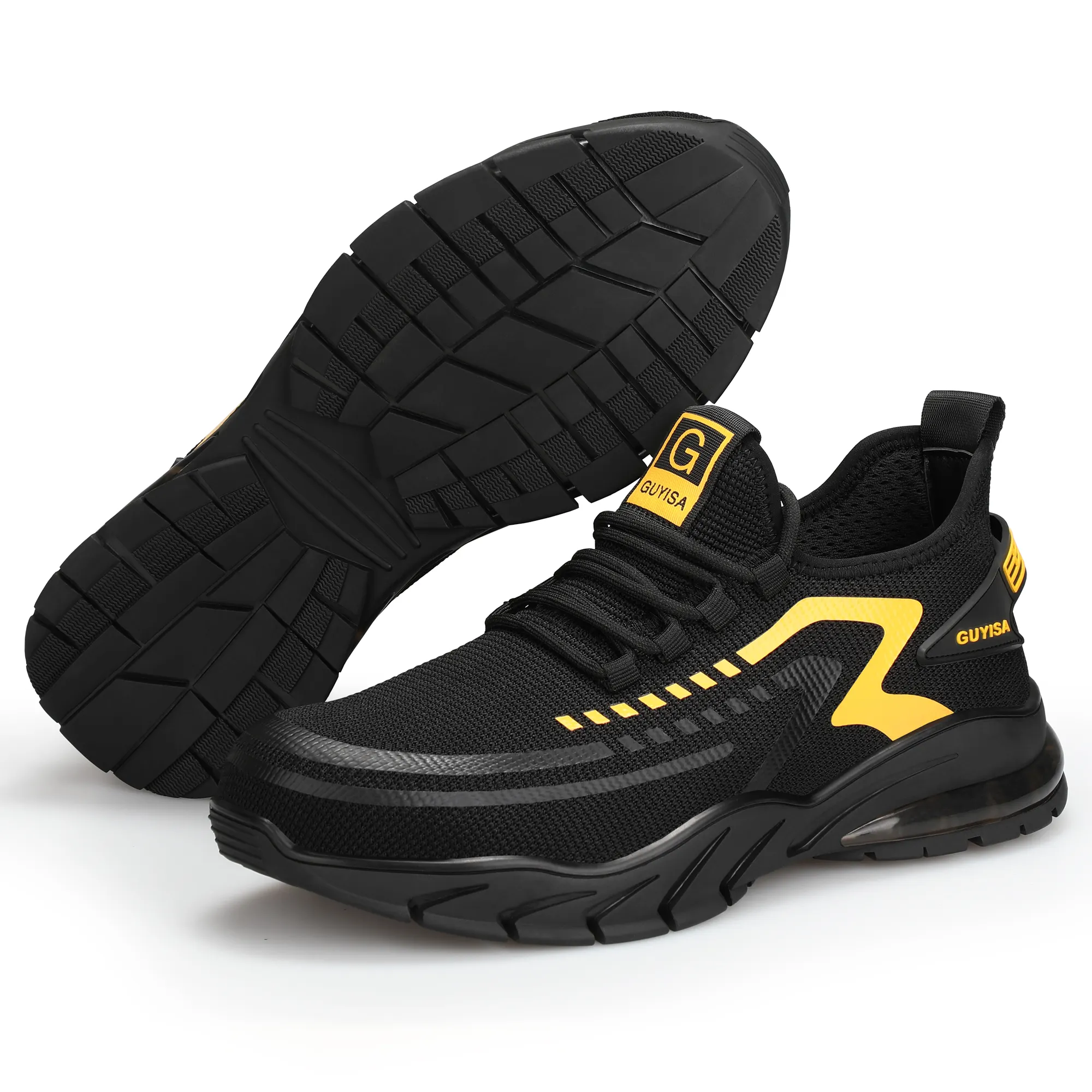 Erkekler için GUYISA rahat güvenlik ayakkabıları çelik ayak kauçuk taban anti-delinme/Anti-smashing