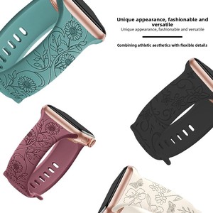 <span class=keywords><strong>Bracelet</strong></span> en silicone de luxe gravé en relief Trendybay 45 mm, design personnalisé d'usine OEM, compatible avec <span class=keywords><strong>Apple</strong></span> <span class=keywords><strong>Watch</strong></span> 8 7 Ultra, <span class=keywords><strong>bracelet</strong></span> intelligent - Product Image 4