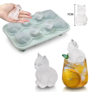Moule à glaçons en silicone en forme de chat, réutilisable, facile à démouler, glaçons en forme de chat pour cocktails, boissons, desserts - Product Image 1