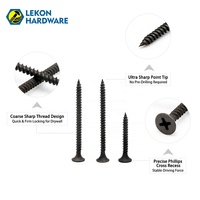 Tornillo autorroscante Phillips negro para paneles de yeso, cabeza de trompeta, fosfatado negro, rosca fina/grosa