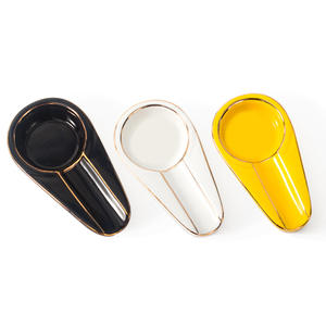Cenicero de Cerámica con Borde Dorado, Portátil, Estilo Europeo, para Cigarros, Uso en Casa u Hotel, Ideal para Regalo - Product Image 2