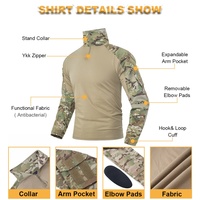 T-shirt tactique G3 pour homme à manches longues, camouflage, coton respirant, léger, broderie, pour le tir en plein air