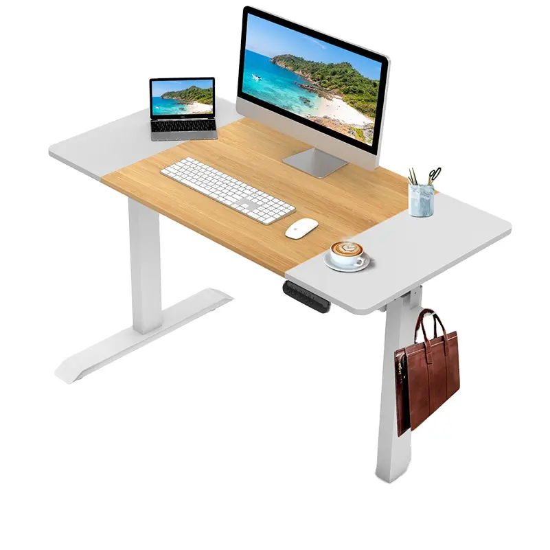 Bán buôn Trắng mộc mạc Nâu Máy tính để bàn có sẵn ngồi đứng nâng bàn thường vụ bàn EU thủy lực nâng bàn văn phòng bàn