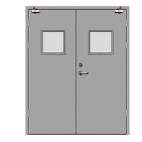 Porte coupe-feu en acier à double battant sur mesure, avec fenêtre d'observation, pour hôtel, école, bâtiment commercial, directement de l'usine