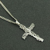Collier pendentif croix en alliage doré, poli, ajouré, bijoux religieux tendance, en stock, vente en gros