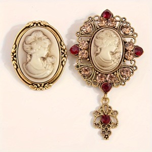 Broche de Aleación Chapado en Oro Personalizado de Beauty Lady, Broche Retro Moderno Unisex, Joyería de Regalo para Bodas, Compromisos y Fiestas - Product Image 1
