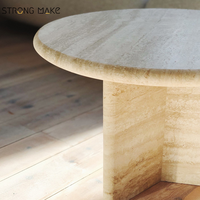 Table basse ronde en travertin de style nordique moderne pour salon, tendances Foshan