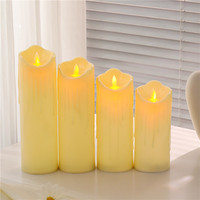Ensemble de 5 bougies LED cylindriques à télécommande en plastique, effet scintillant, pour la maison, les anniversaires, Noël, les mariages
