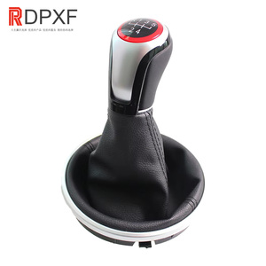 Pommeau de levier de vitesse <span class=keywords><strong>manuel</strong></span> pour <span class=keywords><strong>Skoda</strong></span> <span class=keywords><strong>Fabia</strong></span> 2 II Mk2 Combi Scout 2007-2014, cercle rouge argenté, avec housse en cuir - Product Image 3