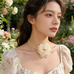 <span class=keywords><strong>Collier</strong></span> ras du cou floral long à nouer, accessoires de cou pour femme, bijoux de mariée pour femme - Product Image 6