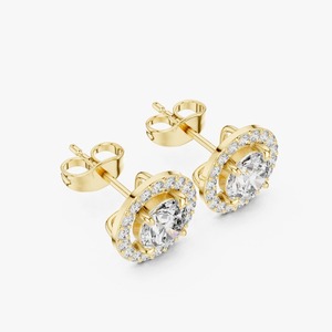 <b>Top</b> Selling Round Diamond Halo Stud <b>Earrings</b> for Women Luxury Bridal Jewelry for Wedding and Engagement Wear Available For Sale - Product Image 1