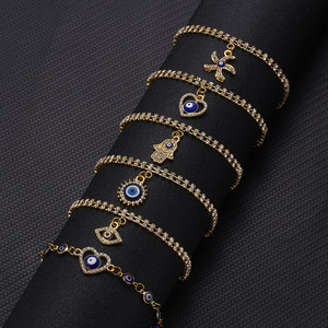 Gaby Devil Eyes Bracelet à breloques Zircon Elements Bracelet de cheville réglable plaqué or Nouvelle vente en gros Mode pour les fêtes de fiançailles - Product Image 4