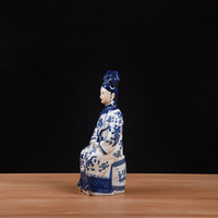 Figurines en céramique bleue et blanche de l'empereur et de l'impératrice chinoise de la dynastie Qing Statue en porcelaine ancienne dame chinoise décor à la maison