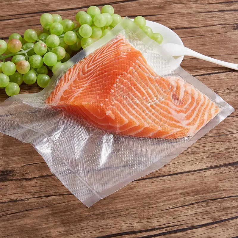 Saco plástico de embalagem de alimentos para embalagens de salmão, saco de vácuo laminado de nylon transparente com vedação térmica de qualidade alimentar