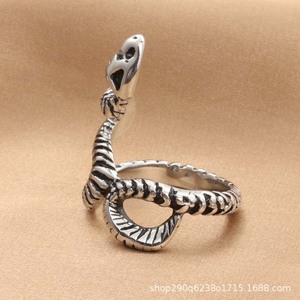 Anillo de Serpiente para Hombre, Diseño 3D Retro de Animal del Zodiaco en Plata, Estilo Punk, Joyería de Moda, Regalo - Product Image 4