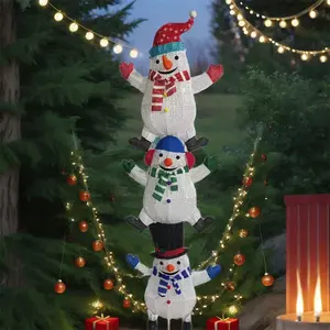 Mainan Dekorasi liburan manusia salju 72 inci, topi Arhat bertumpuk, mainan figur Natal