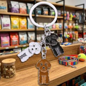 Porte-clés Chien en Métal Argenté, Breloques <span class=keywords><strong>Caniche</strong></span> Blanc Marron Noir Émaillé, Mignon Dessin Animé Chiot, Pendentif Sac à Main, Porte-clés pour Amoureux des Chiens - Product Image 3