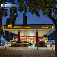 Auvent de station-service en acier sur mesure avec éclairage LED, conception modulaire, panneaux pylon disponibles