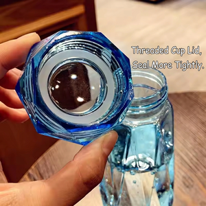 Bouteille d'eau portable en verre de haute qualité, design créatif en forme de diamant, personnalisable, pour femmes - Product Image 6