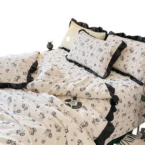 Parure de lit 4 pièces en polyester délavé motif dentelle noire style western pour la vente en gros - Product Image 2